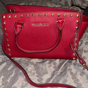 Michael Kors Red Studded Satchel